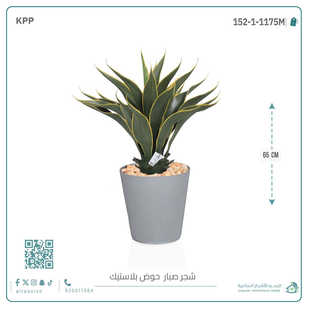  صبار ذيل الثعلب الصناعي بمركن بلاستيك اسطوانى  