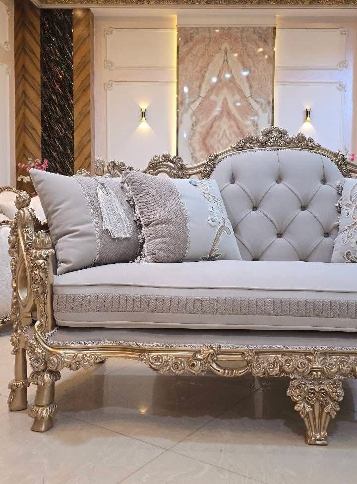 مجلس كنب فاخر خشب زان طبيعي لوران الملكي الفاخر 9مقاعد 