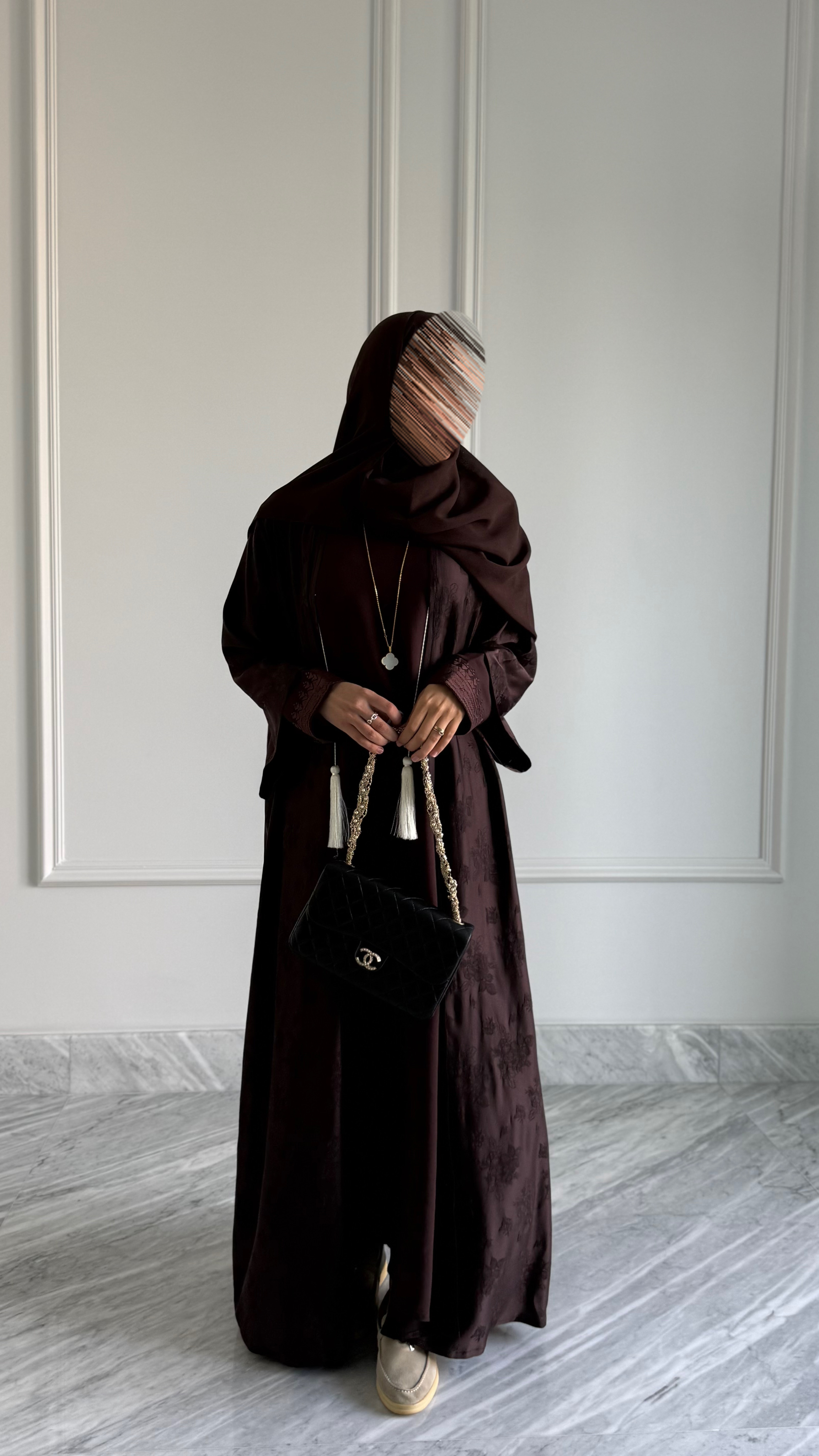 two-piece abaya set brown