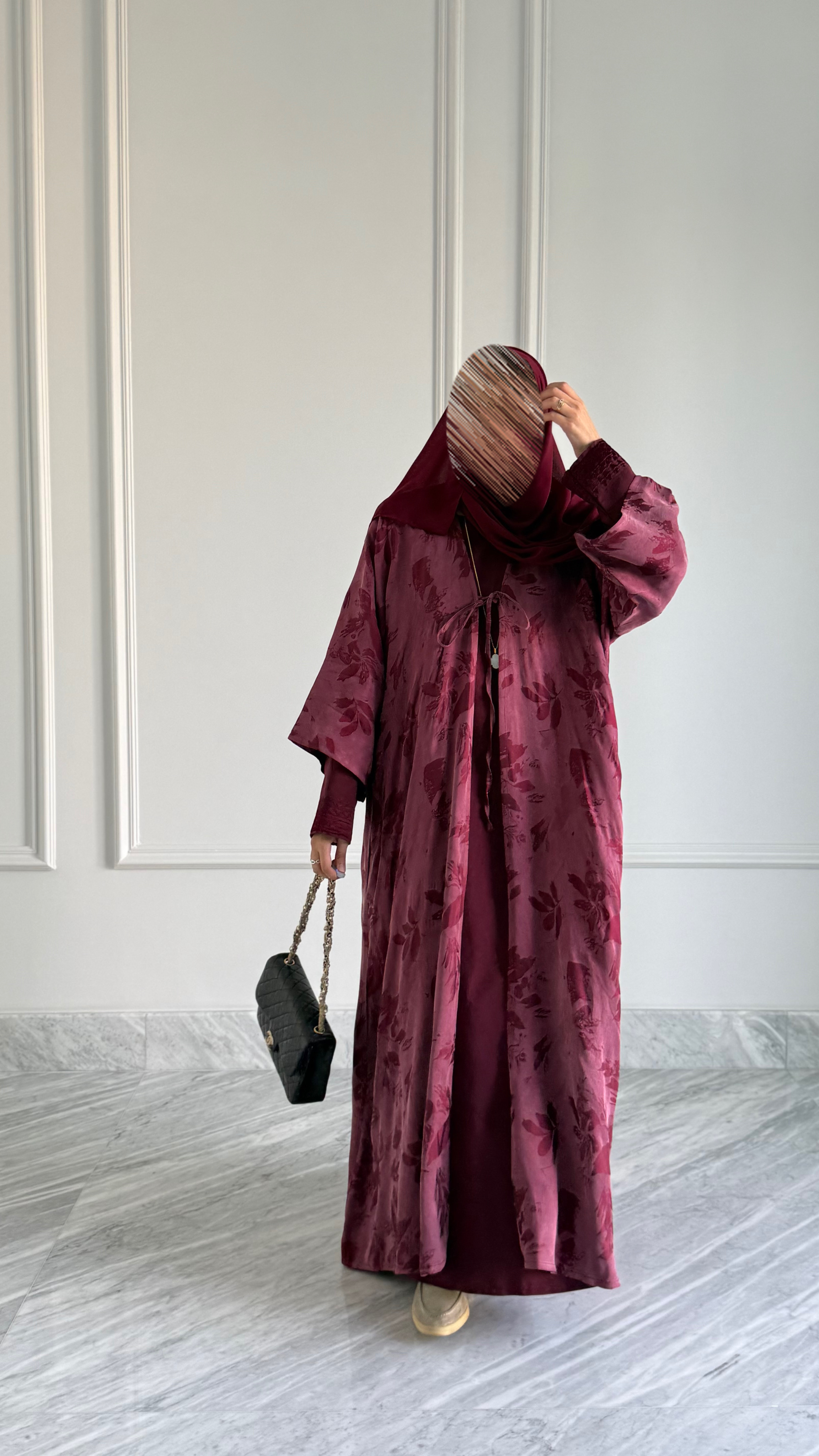 two-piece abaya set maroon