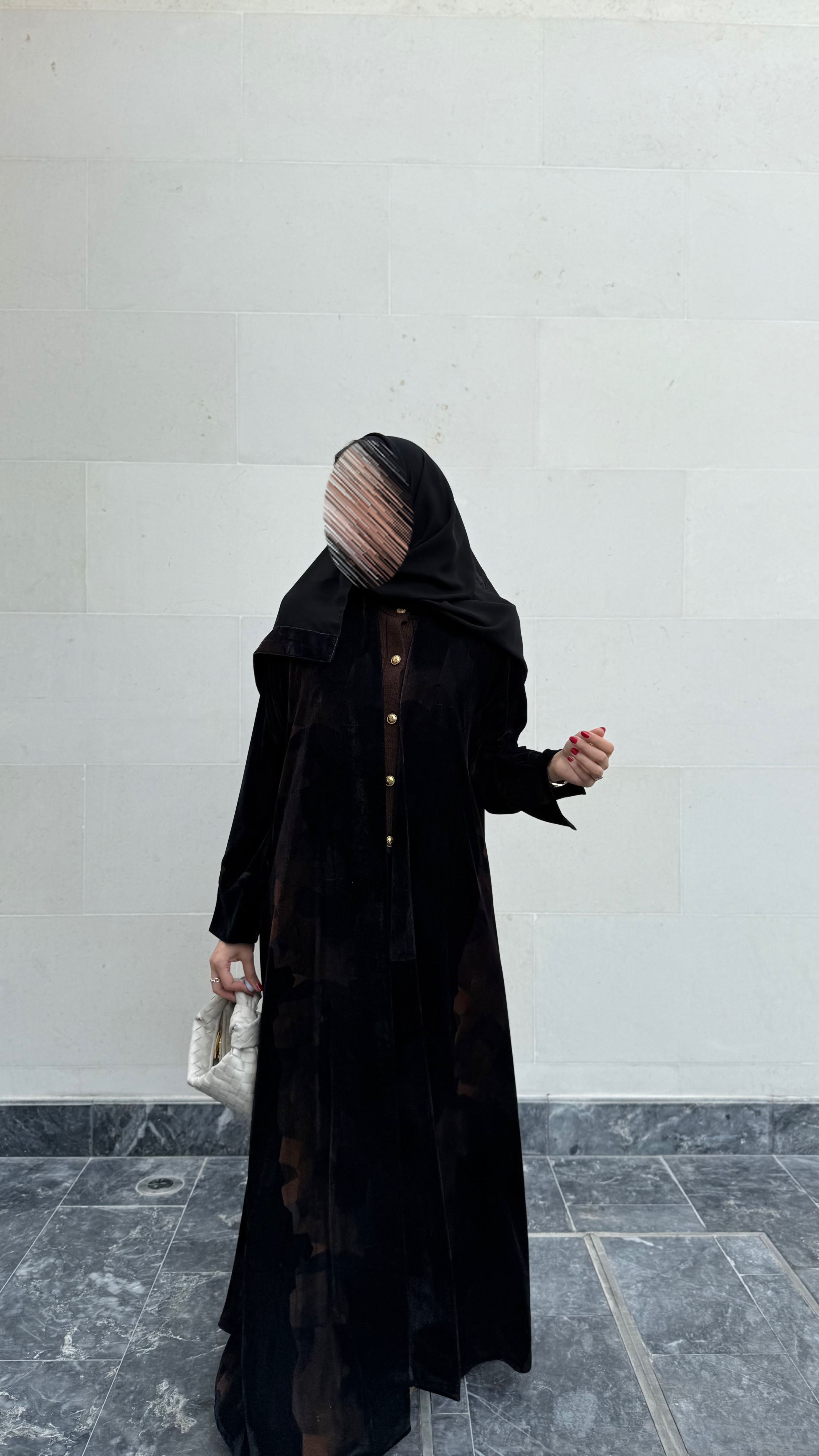 Geometric Velvet Abaya