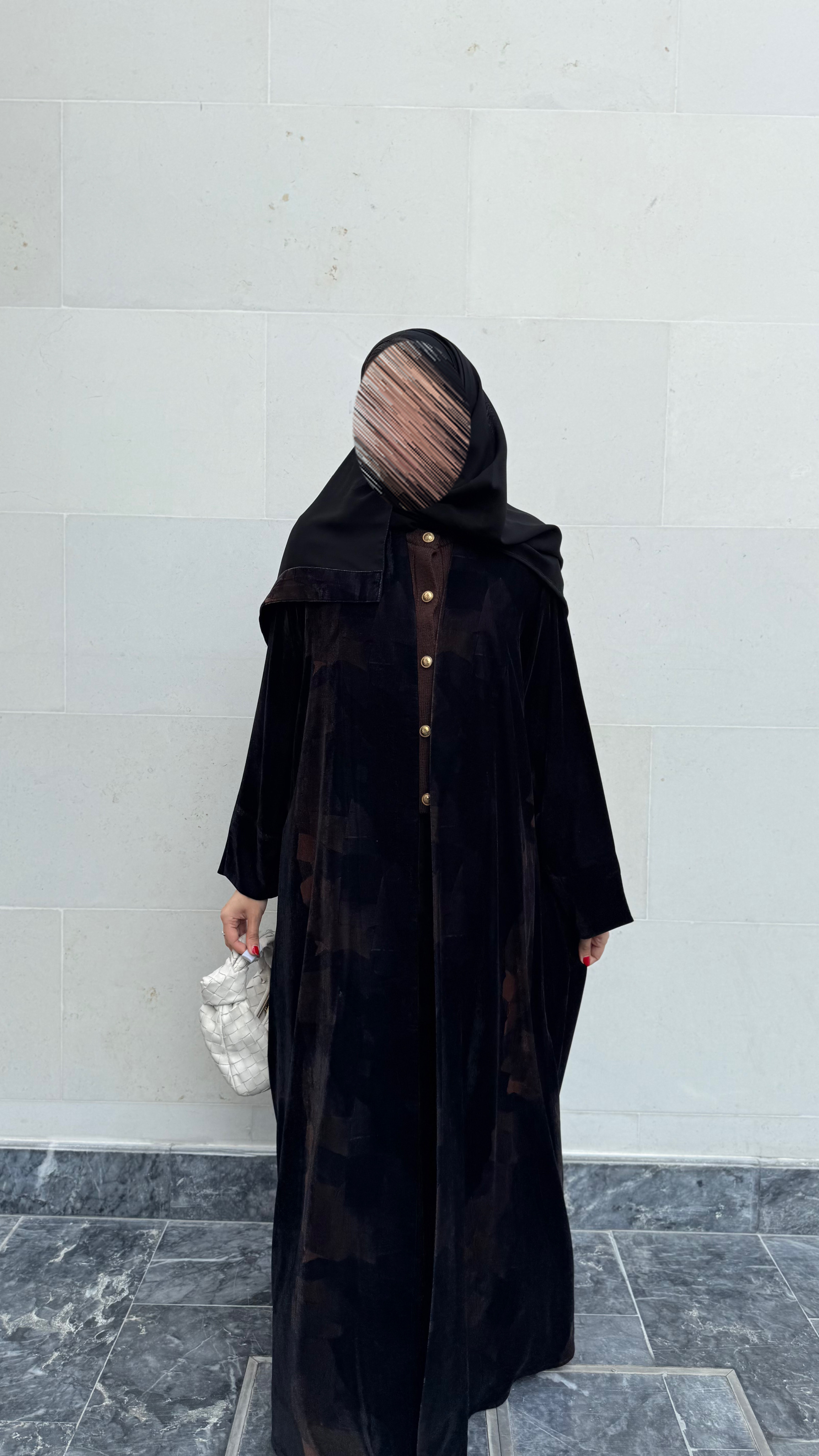 Geometric Velvet Abaya