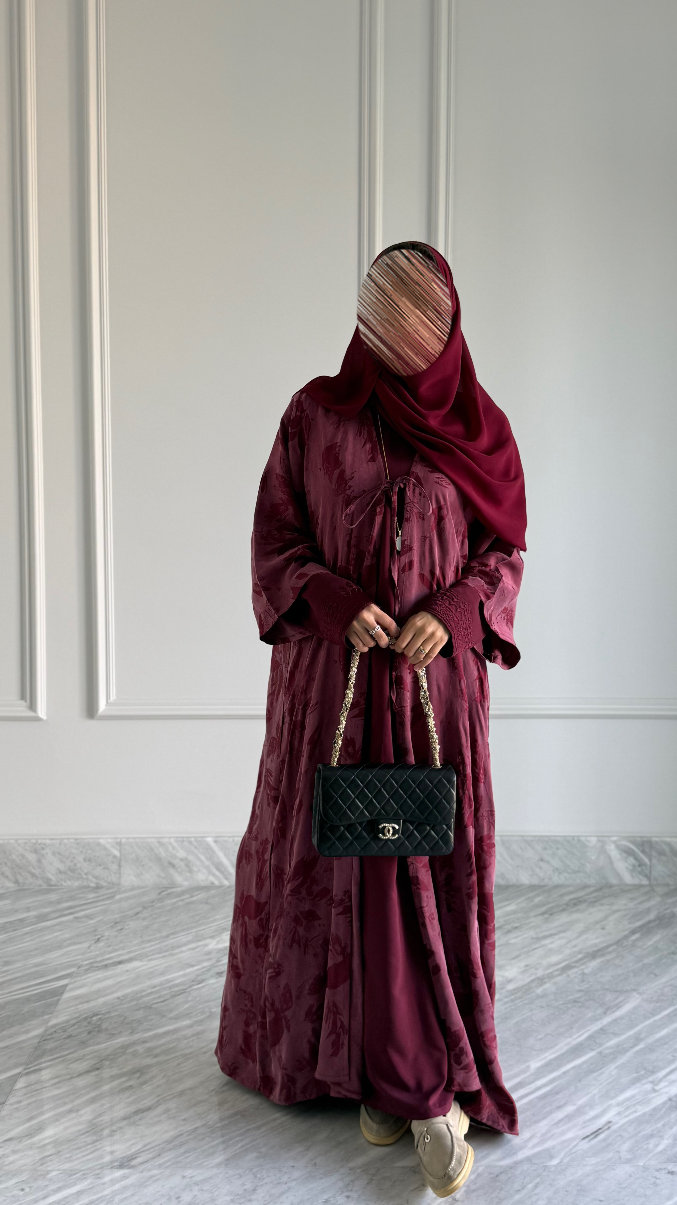 two-piece abaya set maroon