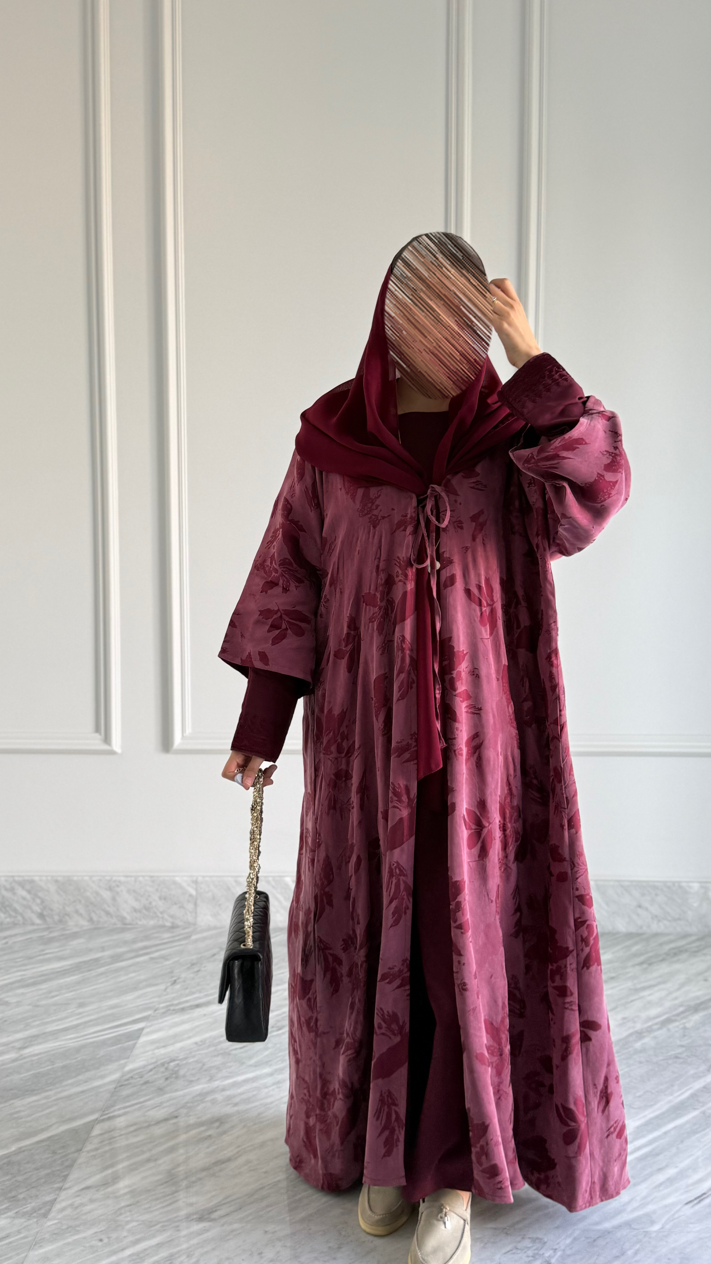 two-piece abaya set maroon