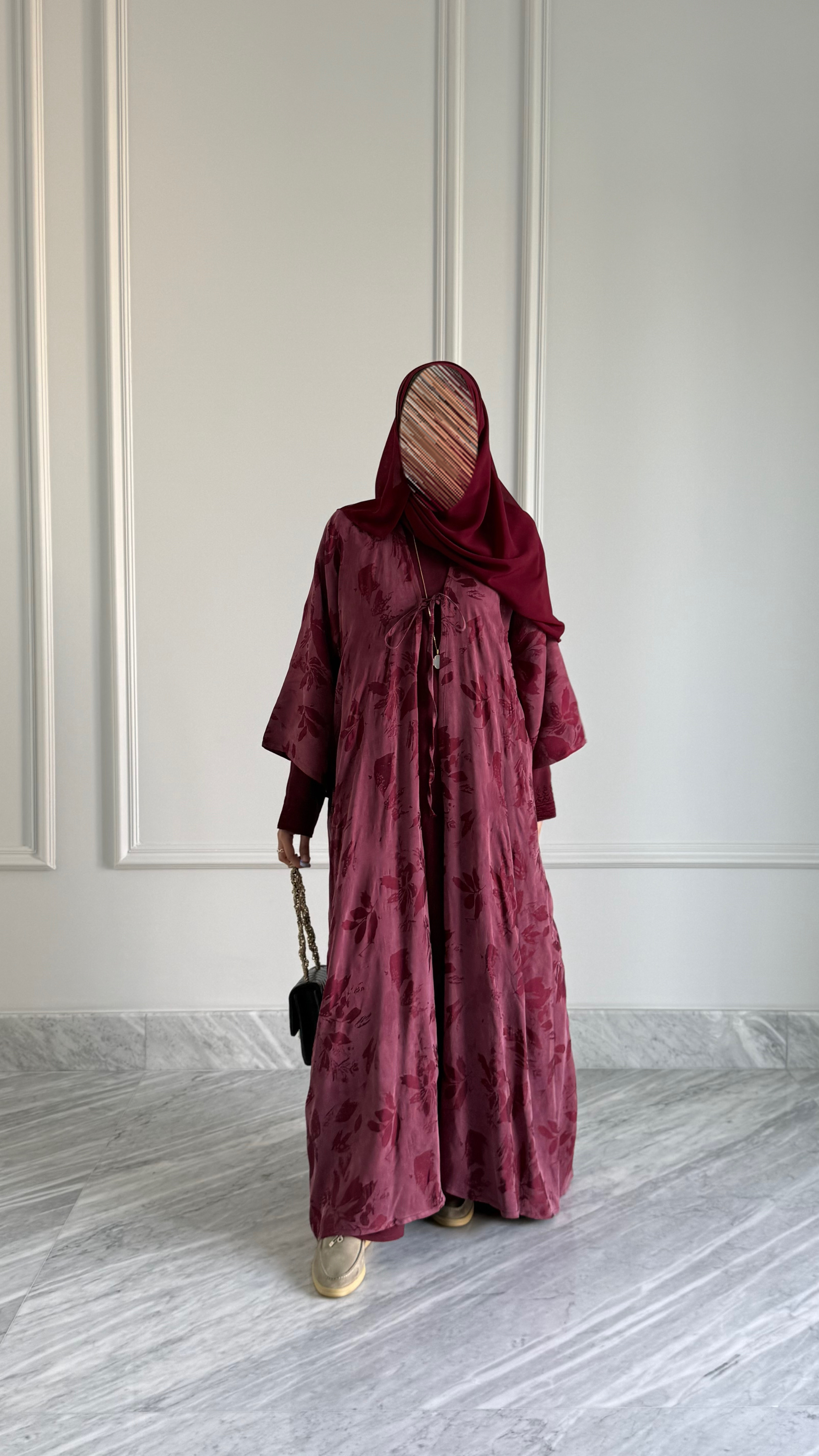 two-piece abaya set maroon