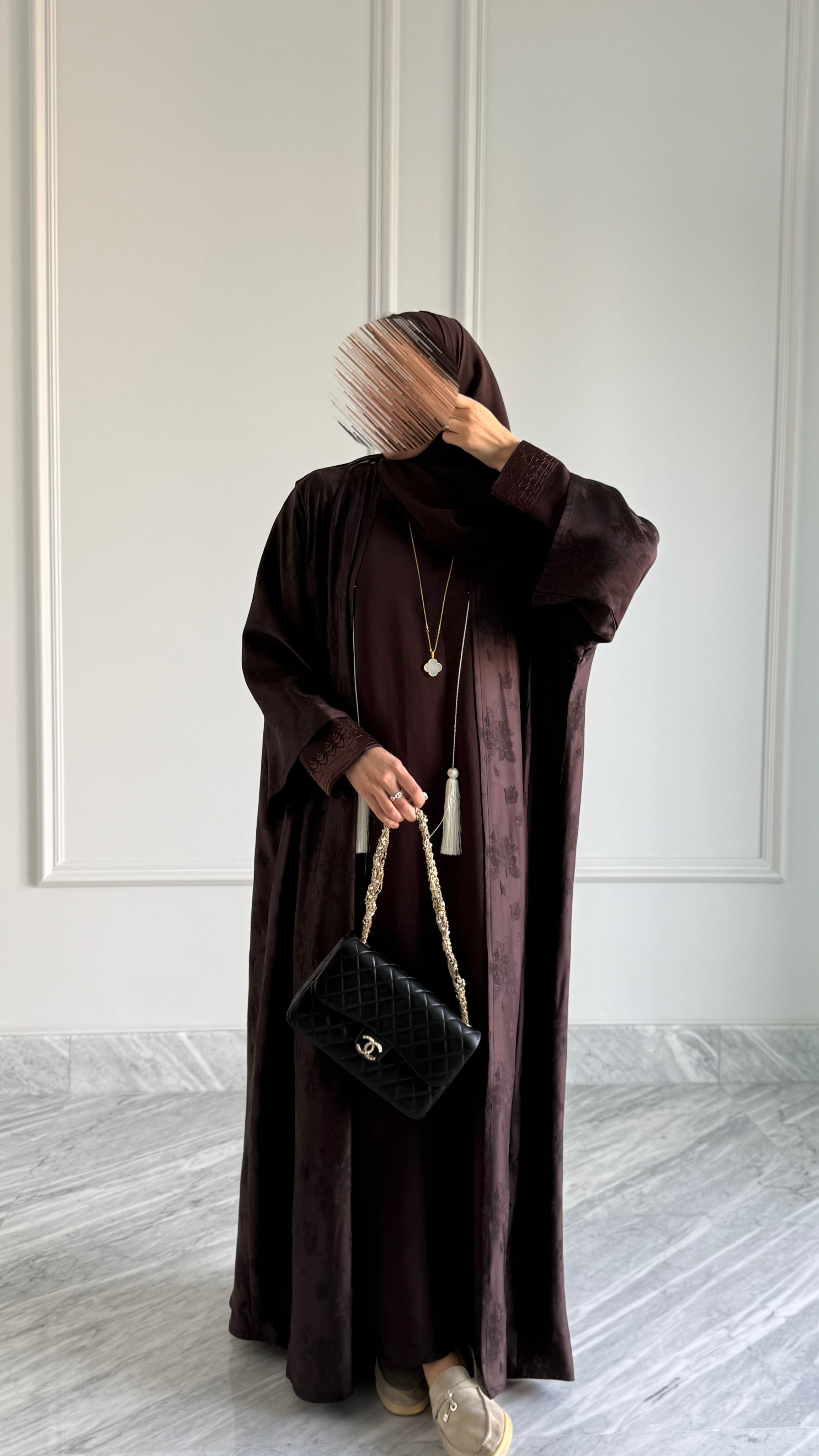 two-piece abaya set brown