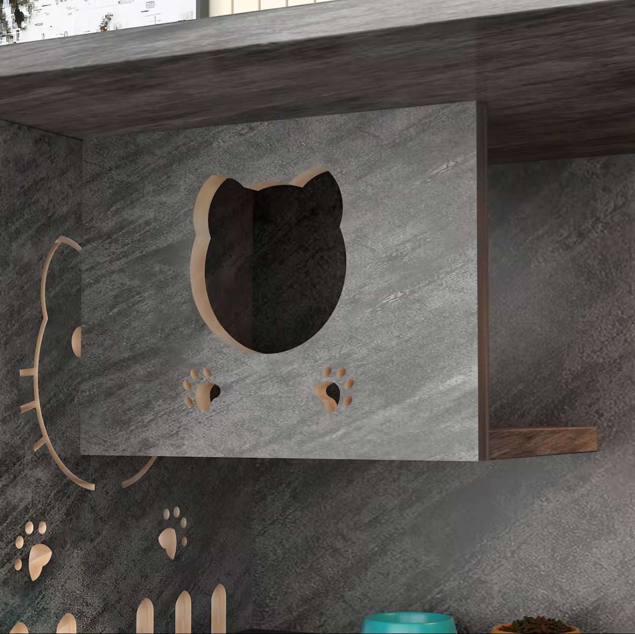 فيلا فاخرة بتصميم عصري وراقي بمساحة واسعة ومرتفعة للقطط مقاس 95cm*70cm*155cm 
