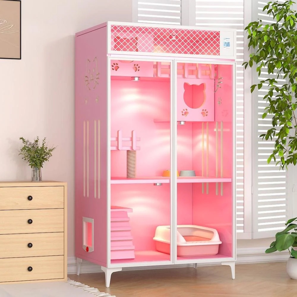  فيلا فاخرة بتصميم عصري وراقي مع جهاز للتحكم بدرجة الحرارة والرطوبة للقطط مقاس 80cm*62cm*160cm 