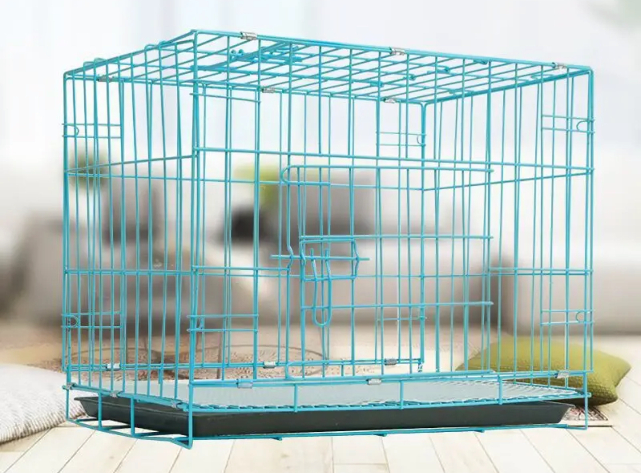  قفص حديد قوي مع سحاب سهل التنظيف للحيوانات مقاس وسط 76x47cm 