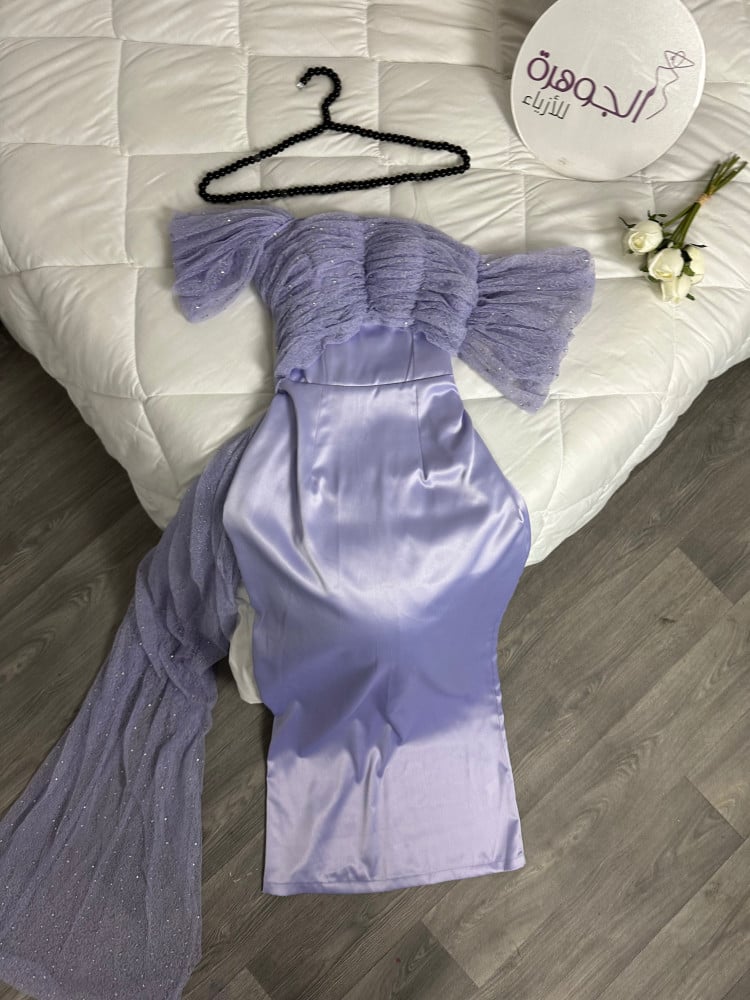 فستان سهره فخم ماسك عالجسم بشال من الجنب - XXXL