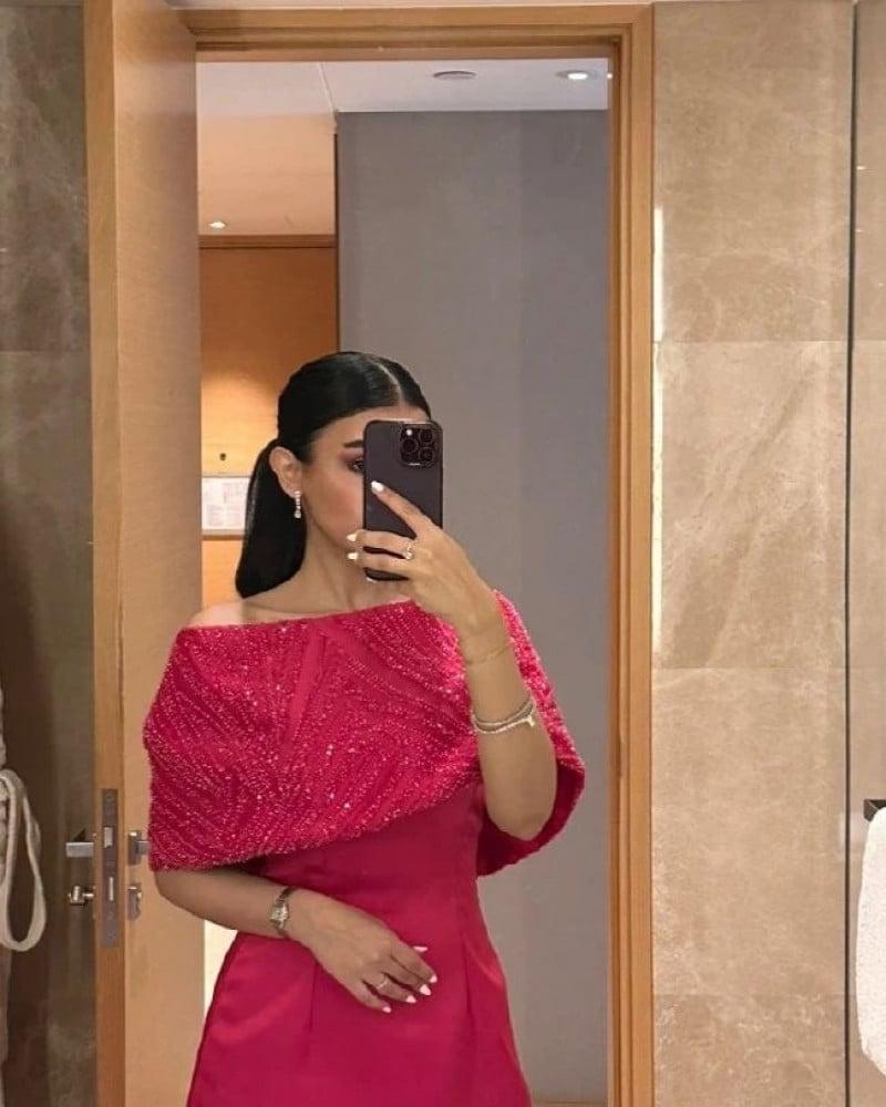 فستان فوشي فخم - 3XL