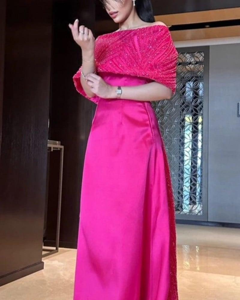 فستان فوشي فخم - 3XL