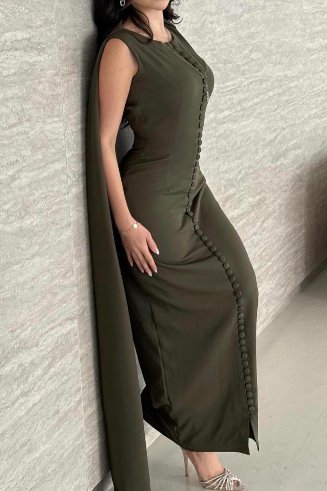 فستان ناعم كاب لون أخضر داكن - 3XL