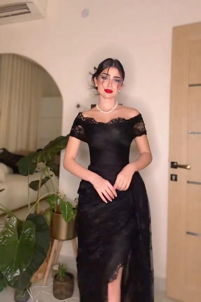 فستان سهرة اوف شولدر لون أسود - XXL