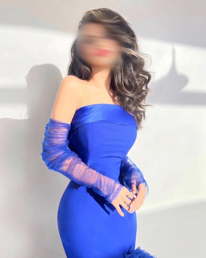 فستان حفلات مناسب مكشوف الأكتاف مكرمش بالتل الاصلي - XXXL
