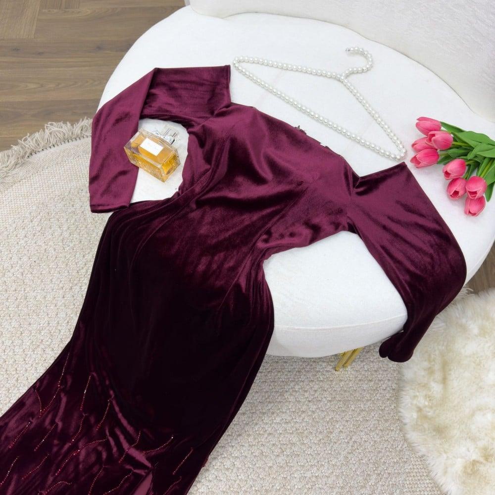 فستان مخمل عودي فخم - XXXL/16