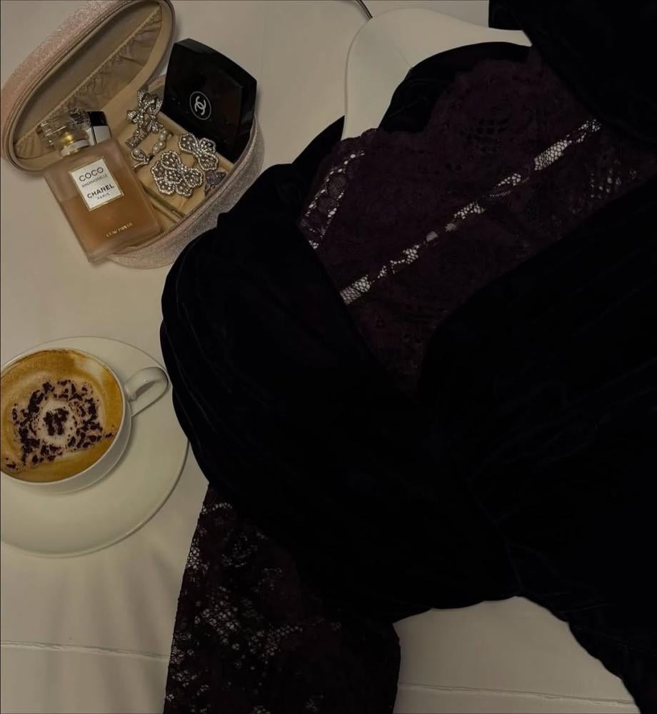 فستان ناعم بأكمام دانتيل لون  ليلكي - XXXL/16