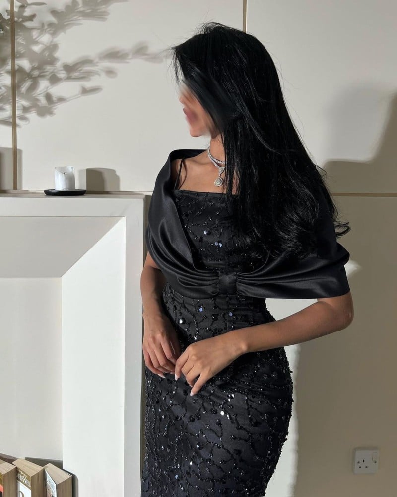 فستان اسود Aljawhara 3329 اسود - XXXL