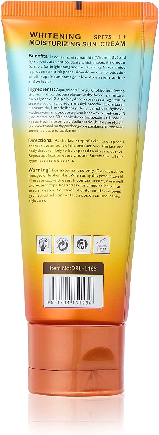 Sun cream for whitening and moisturizing, SPF 75