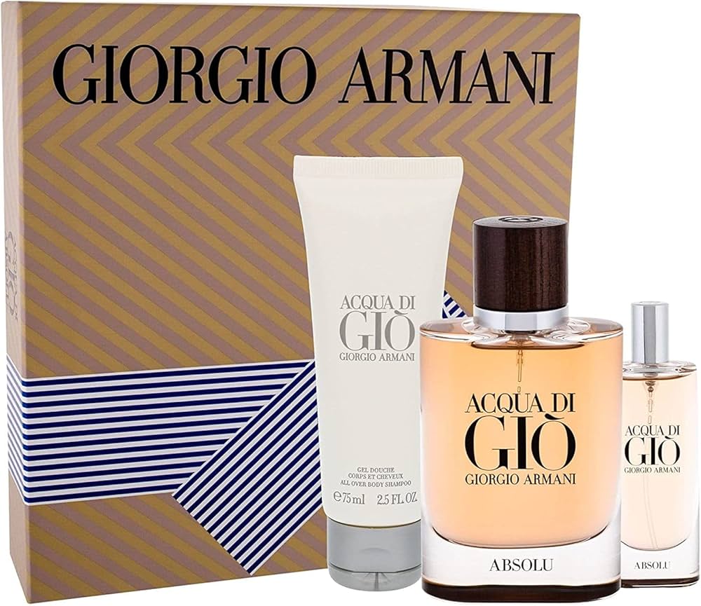 طقم ارماني اكوا دي جيو ابسولو الرجالي بارفيوم (عطر 75مل+عينة 15مل+شاور جل 75)