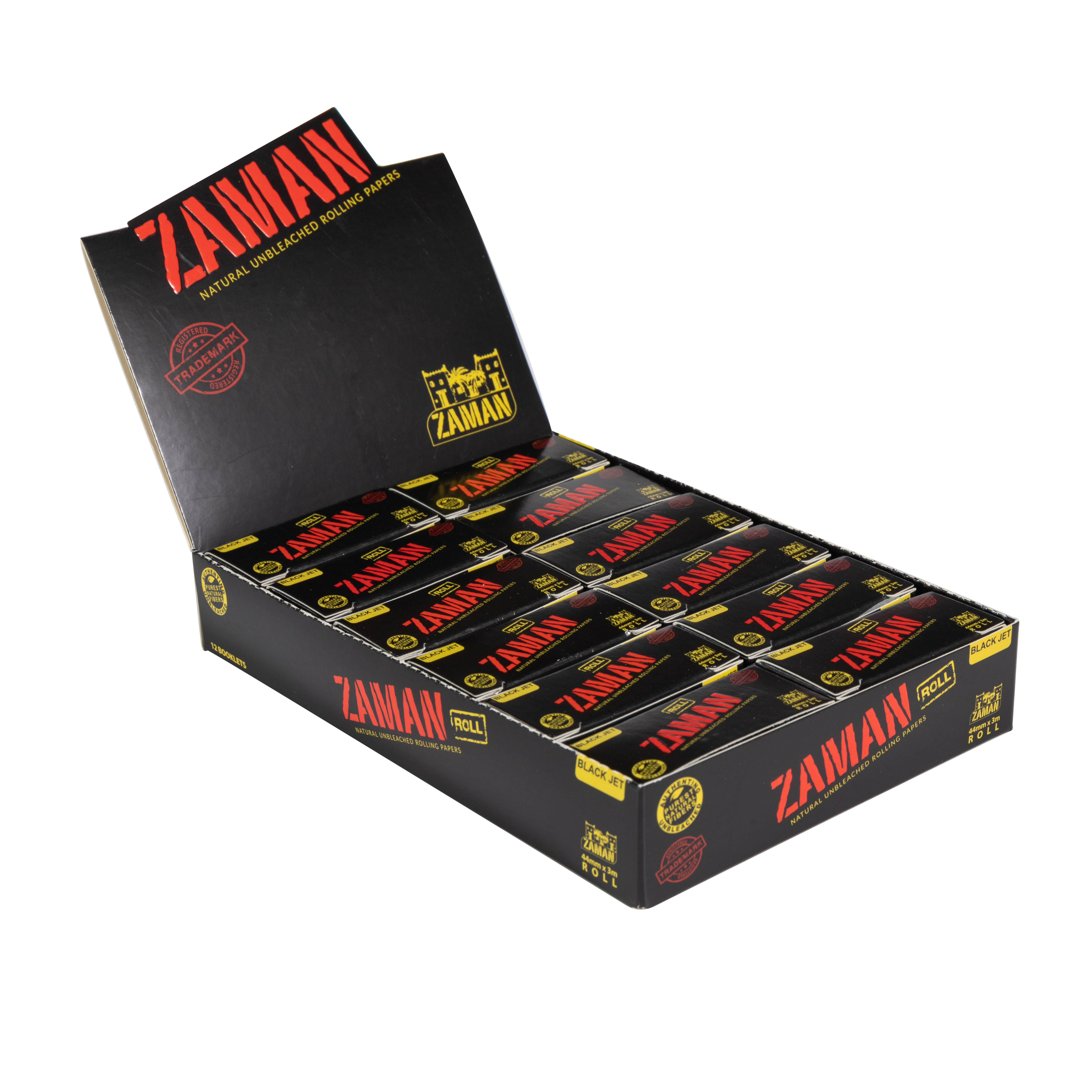  Zaman Rolling paper black jet Roll 1 1/4 Box  