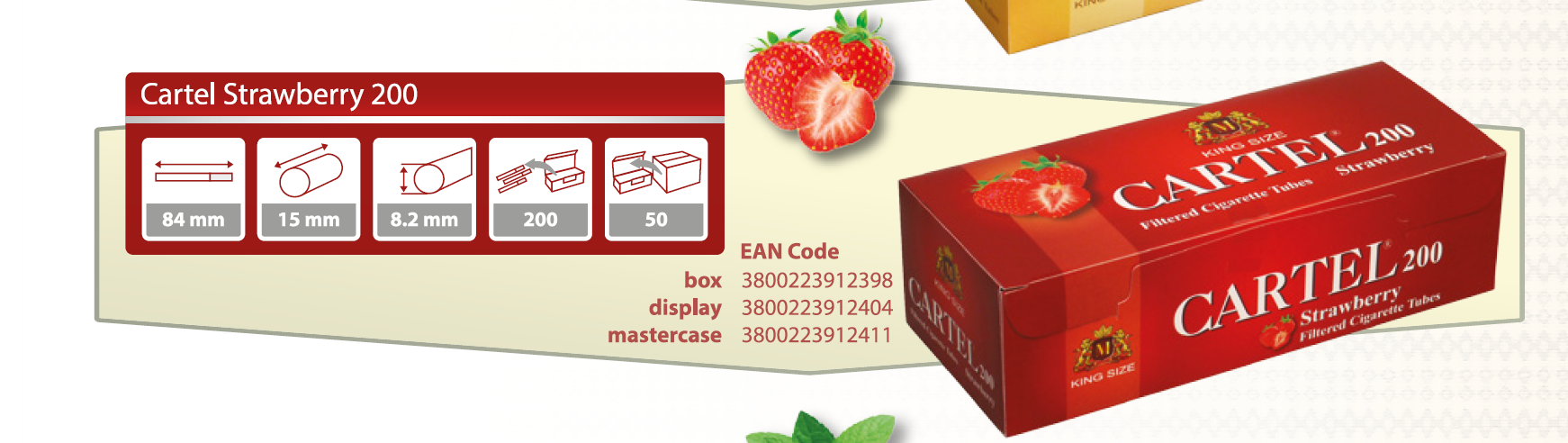 Filtered tubes CARTEL 200 STRAWBERRY