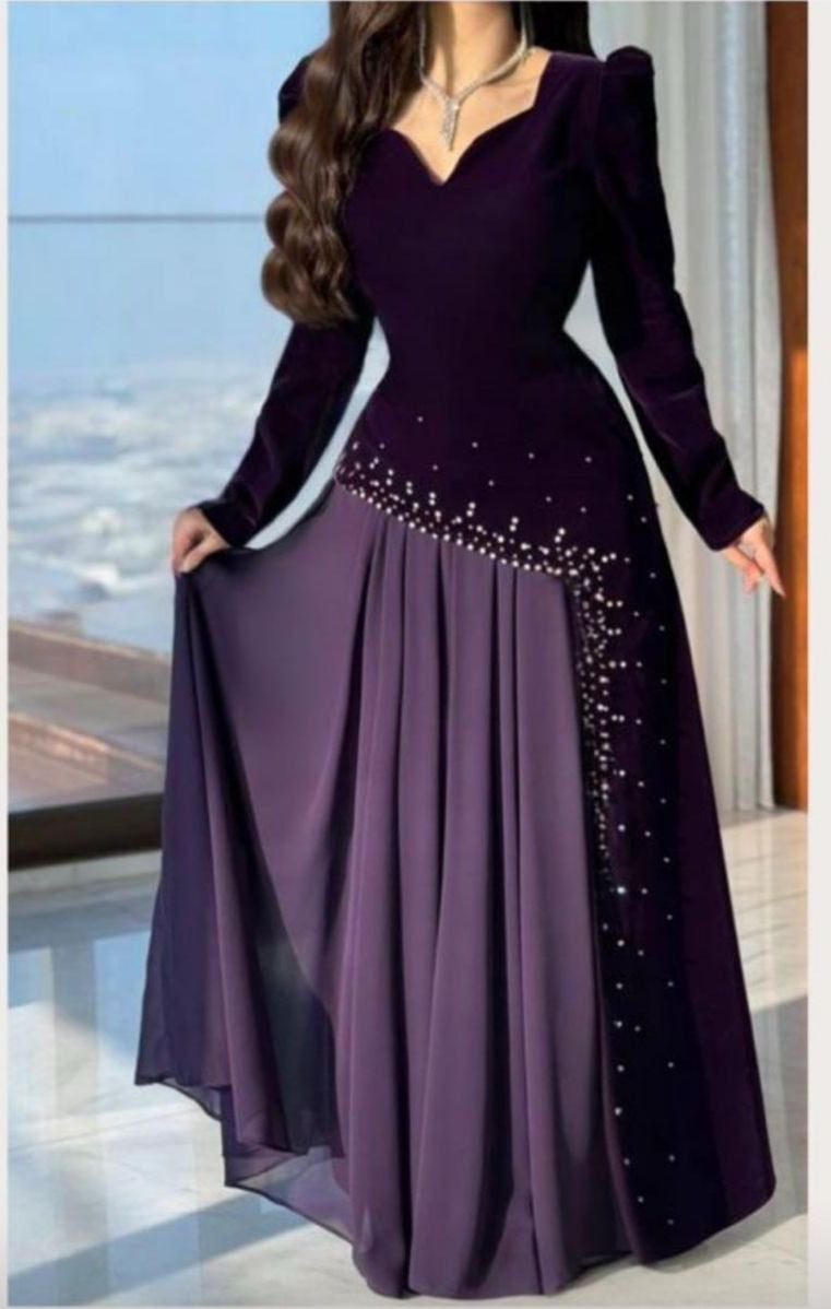  فستان سهرة ملكي بتطريز لول - ROSE FASHION  