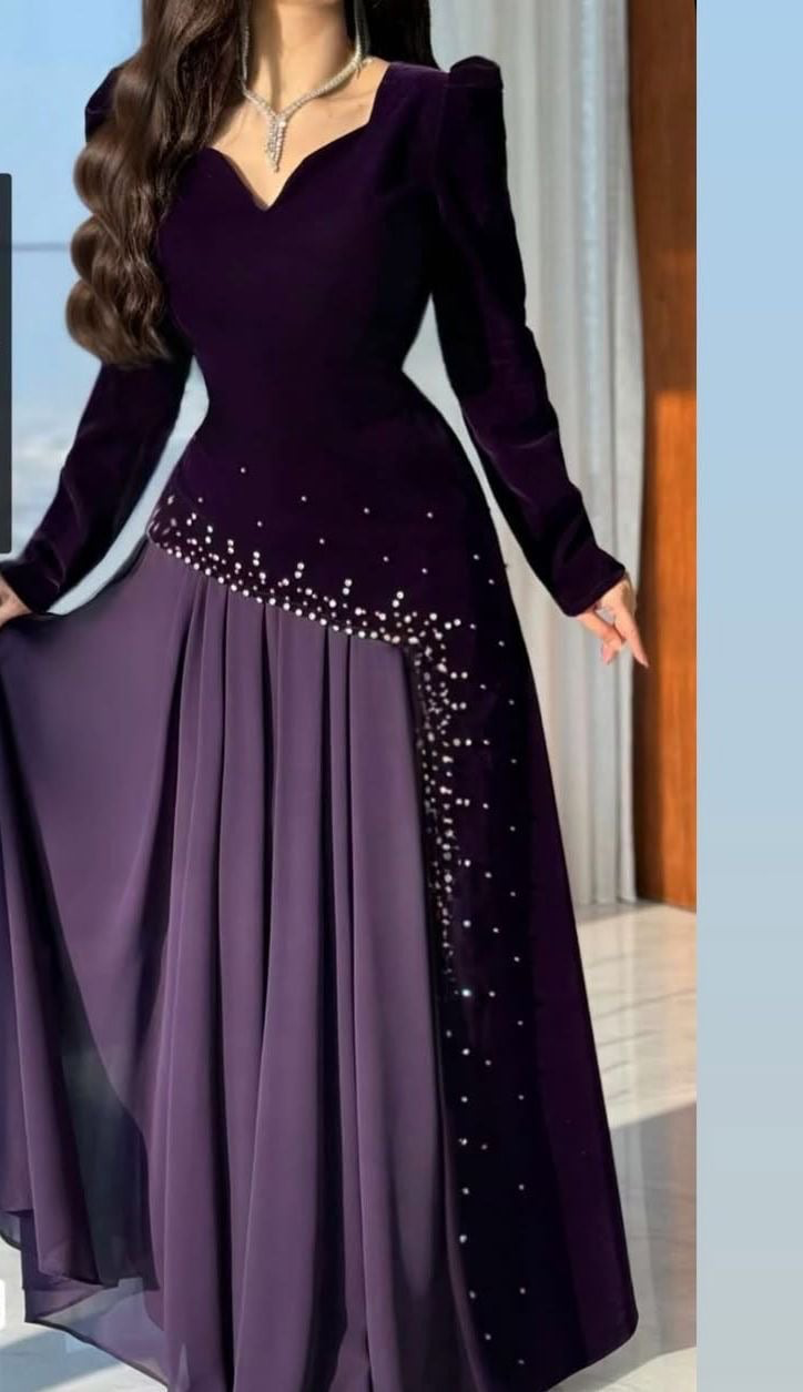  فستان سهرة ملكي بتطريز لول - ROSE FASHION  