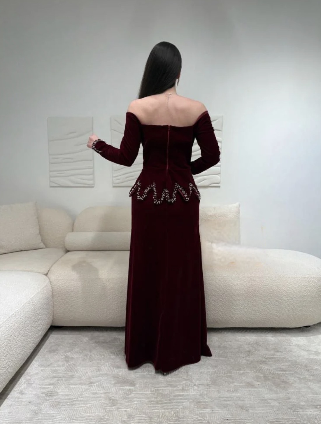  فستان سهره خمري مخمل 