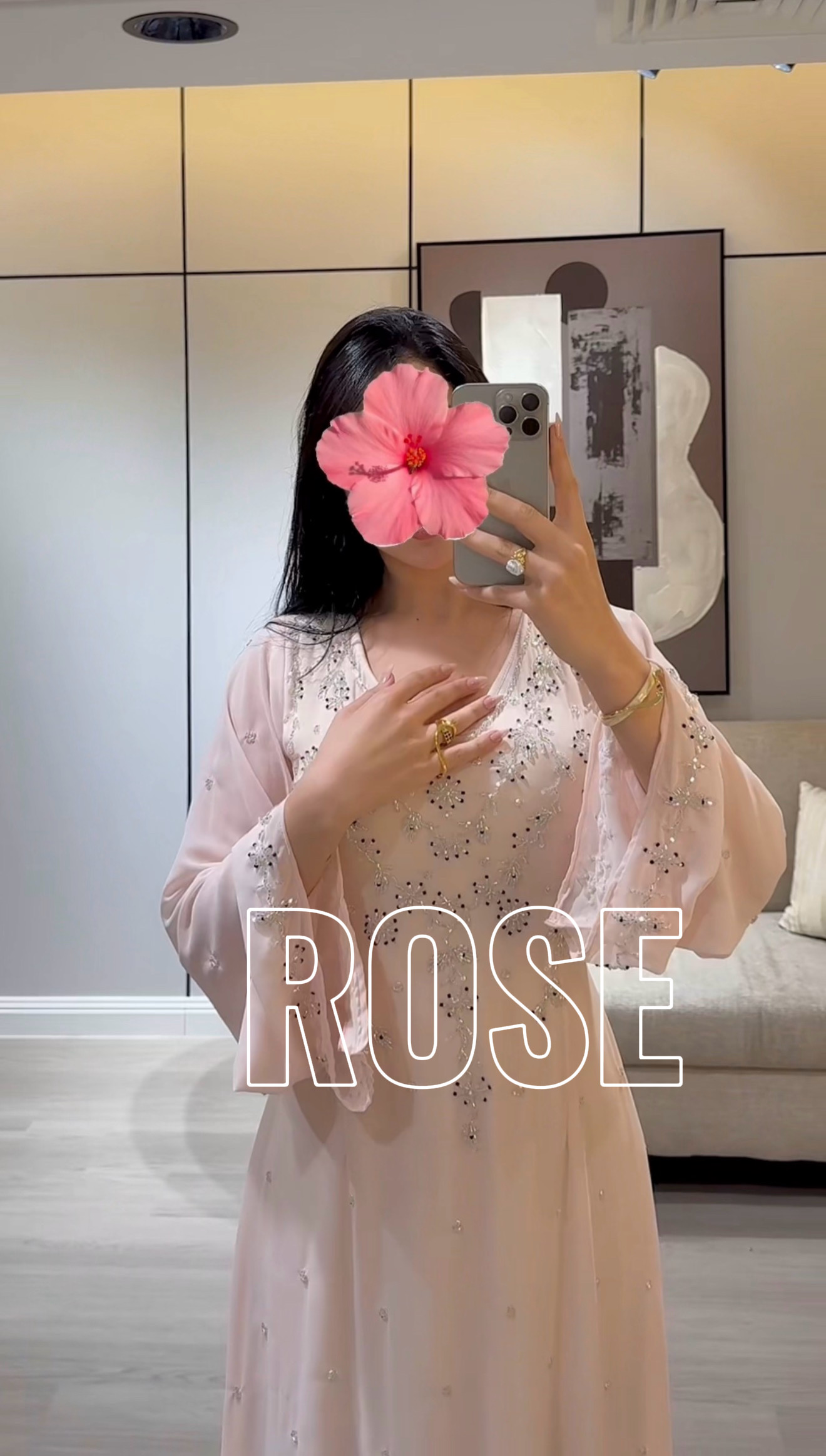  جلابية سهرة بتطريز فاخر واكمام واسعه من ROSE FASHION  