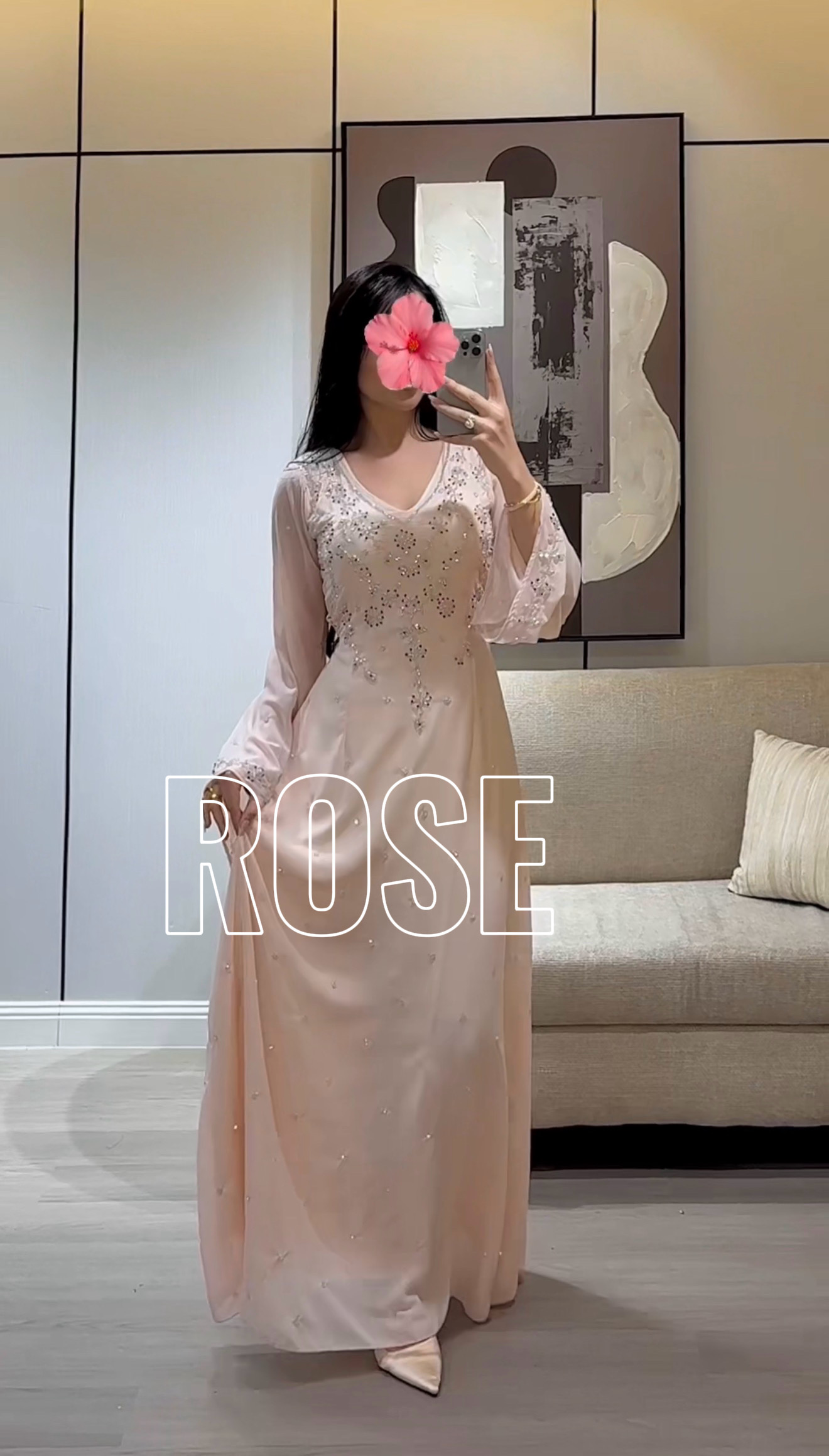 جلابية سهرة بتطريز فاخر واكمام واسعه من ROSE FASHION  