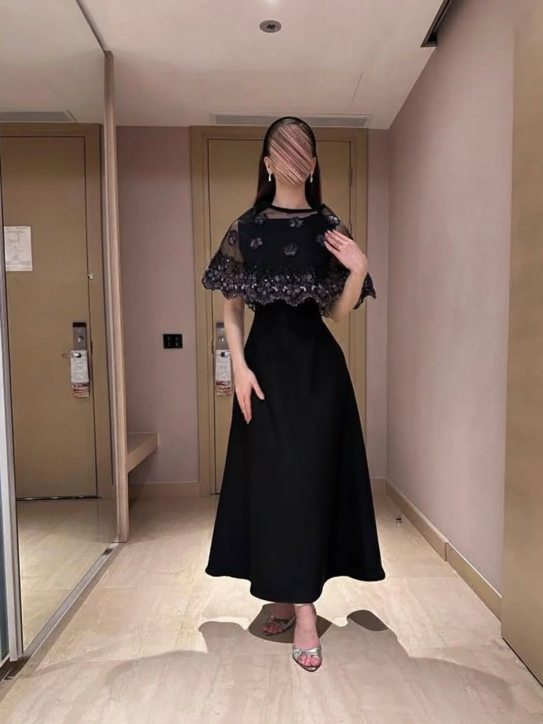  فستان سهرة باربي المزين بالكلفه المطرزه خرز من ROSE FASHION  