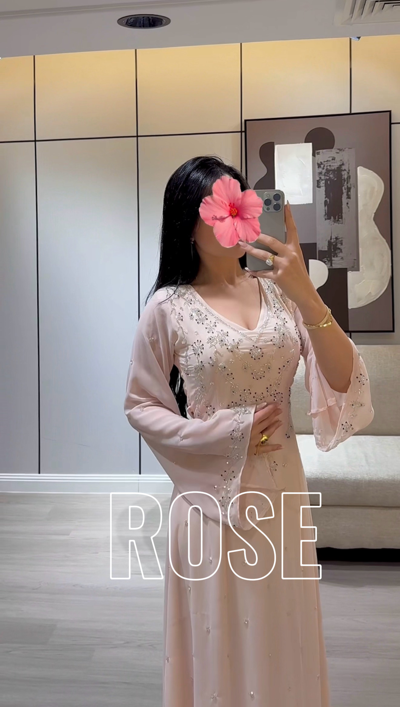  جلابية سهرة بتطريز فاخر واكمام واسعه من ROSE FASHION  