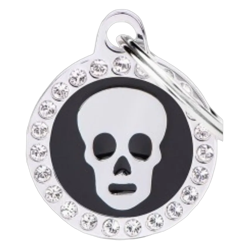 MF Tags SMALL BLACK CIRCLE SKULL GLAM