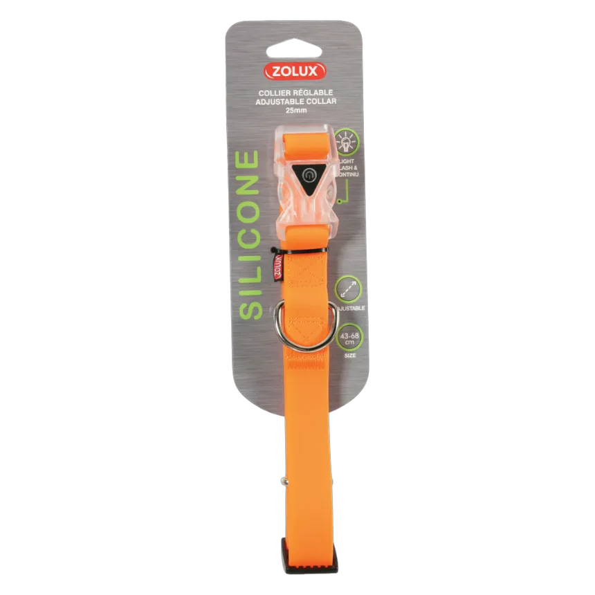 Zolux Silicone Adjustable Collar 25MM - Orange