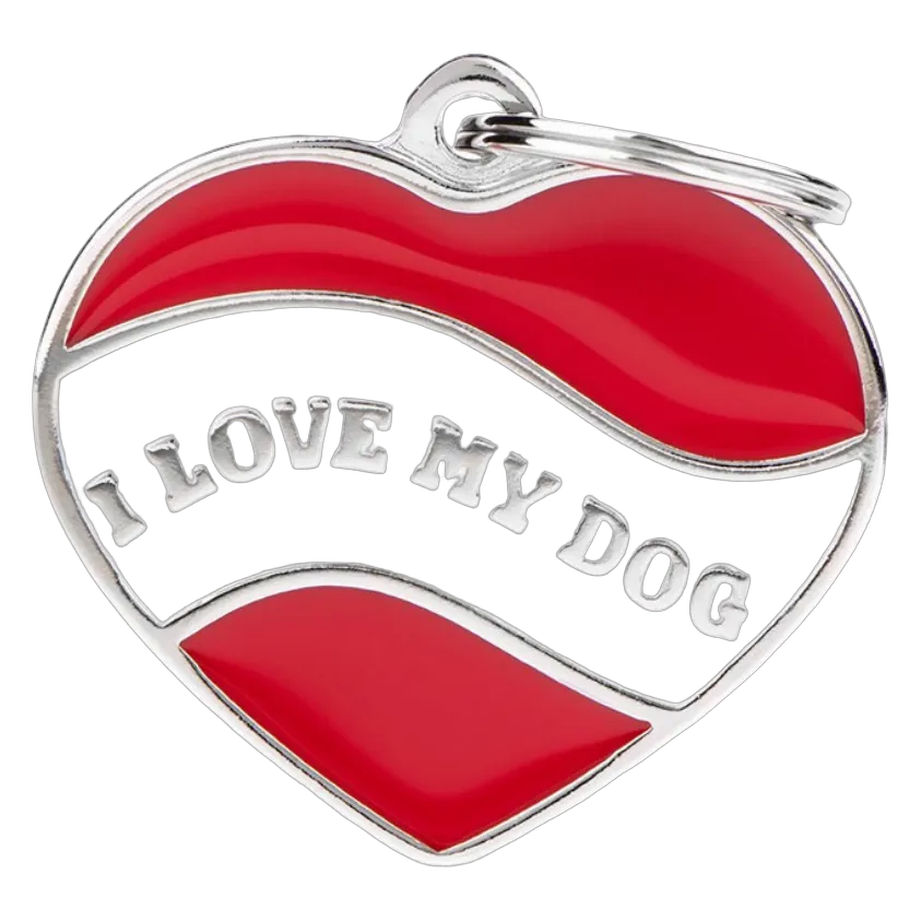 MF Tags HEART I LOVE MY DOG