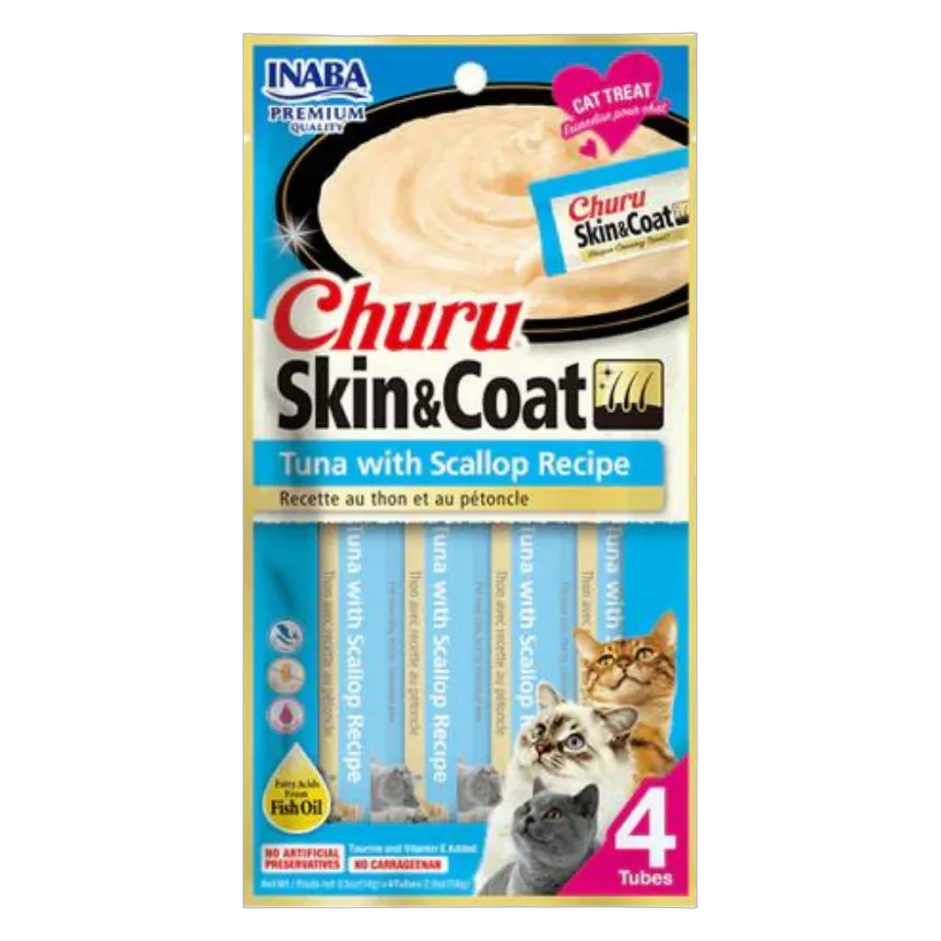 INABA Churu Skin&Coat with Scallop 4x14g