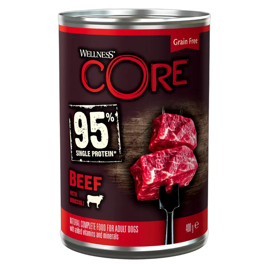 Wellness Core Wet Food 95% Single Protein Beef with Broccoli for Dogs 400g