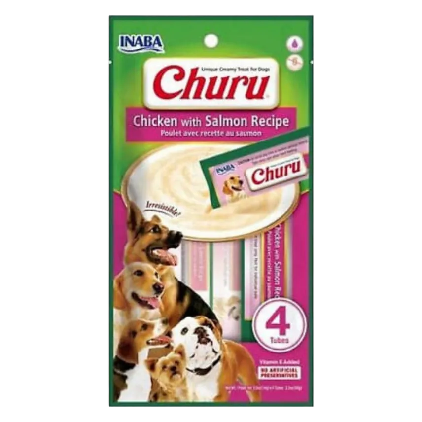 INABA Churu Chicken Recipe with Salmon 14g x4 Tubes for Dogs