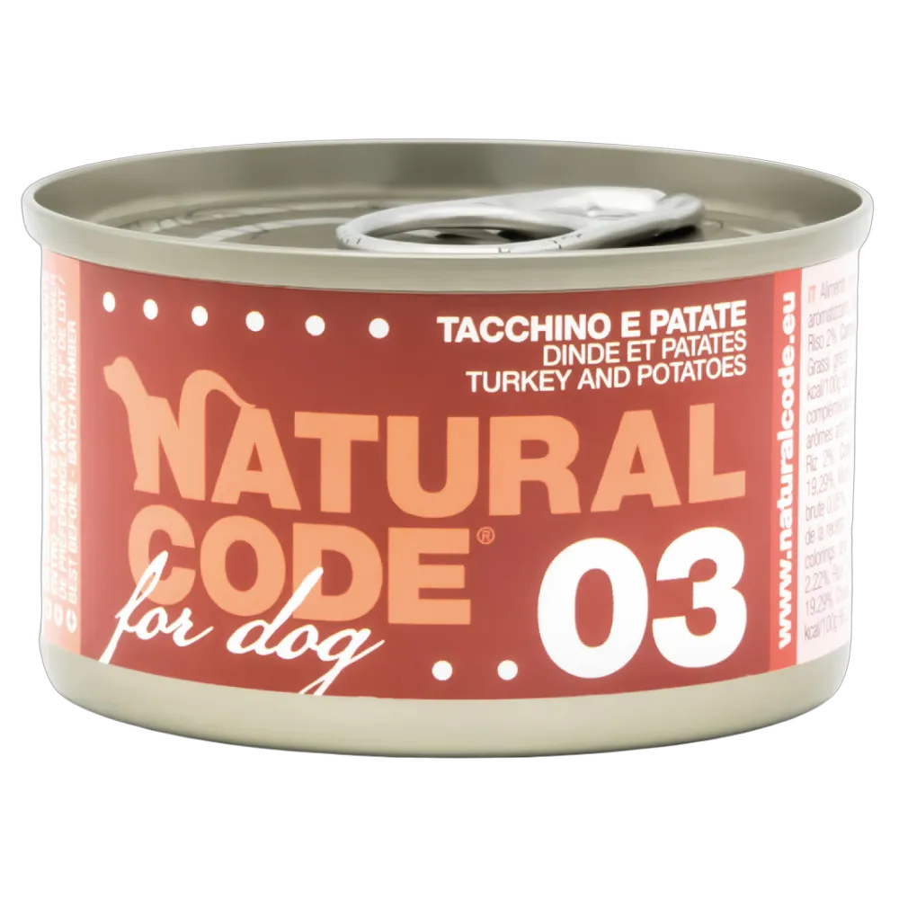 Natural Code 03 Cans Turkey & Potatos for Dogs 90g