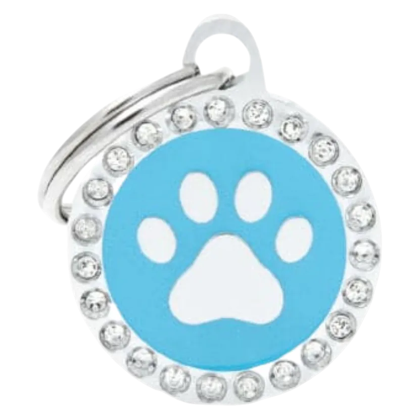 MF Tags SMALL LIGHTBLUE CIRCLE PAW GLAM