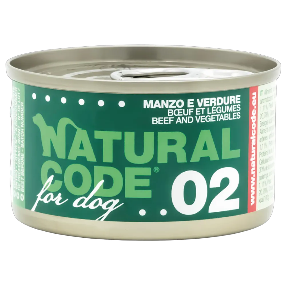 Natural Code 02 Cans Beef & Vegetables for Dogs 90g