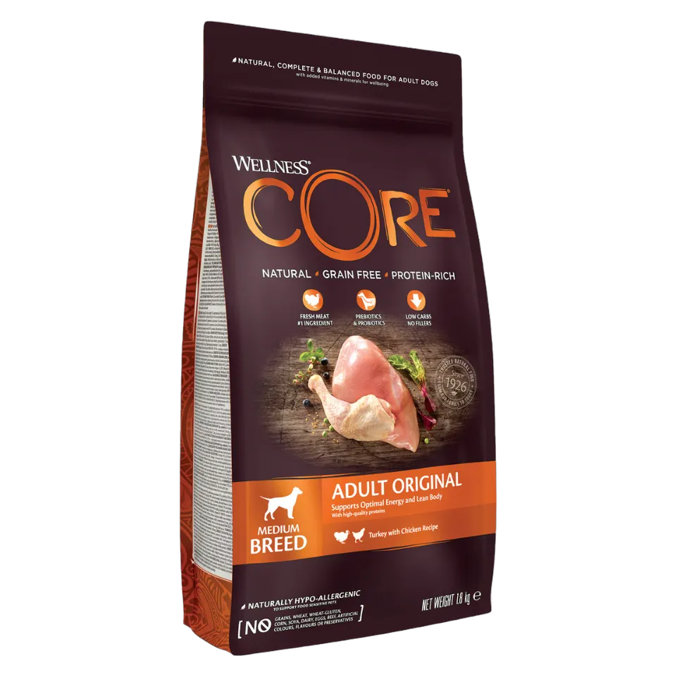 Wellness Core Original Dry Food Chicken with Turkey for M Breed Dogs 1.8kg