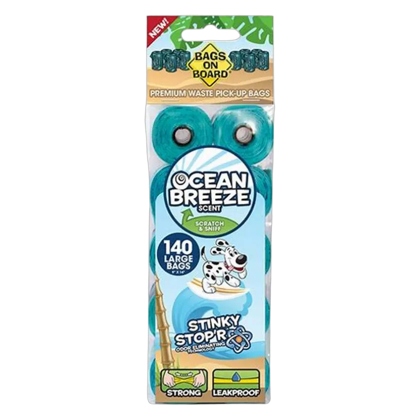Bags on Board Scented Waste Bags for Dogs - Ocean Breeze - 140 Bags