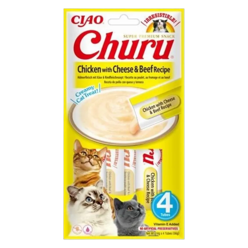 INABA Churu Chicken with Cheese & Beef 4x14g