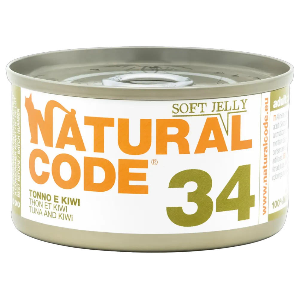 Natural Code 34 Cans Tuna & Kiwi in Jelly for Cats 85g