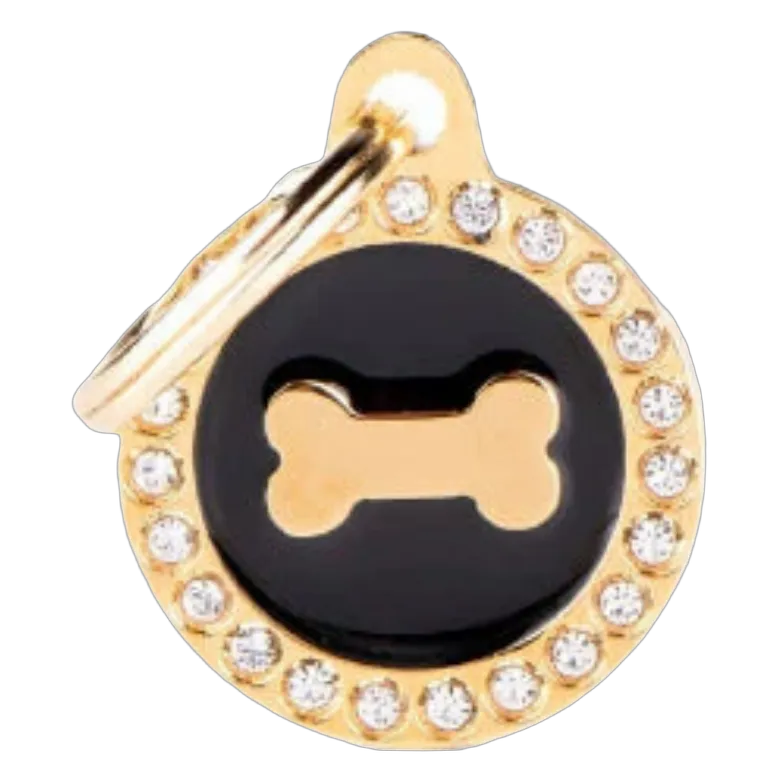 MF Tags SMALL BLACK CIRCLE BONE GLAM golden