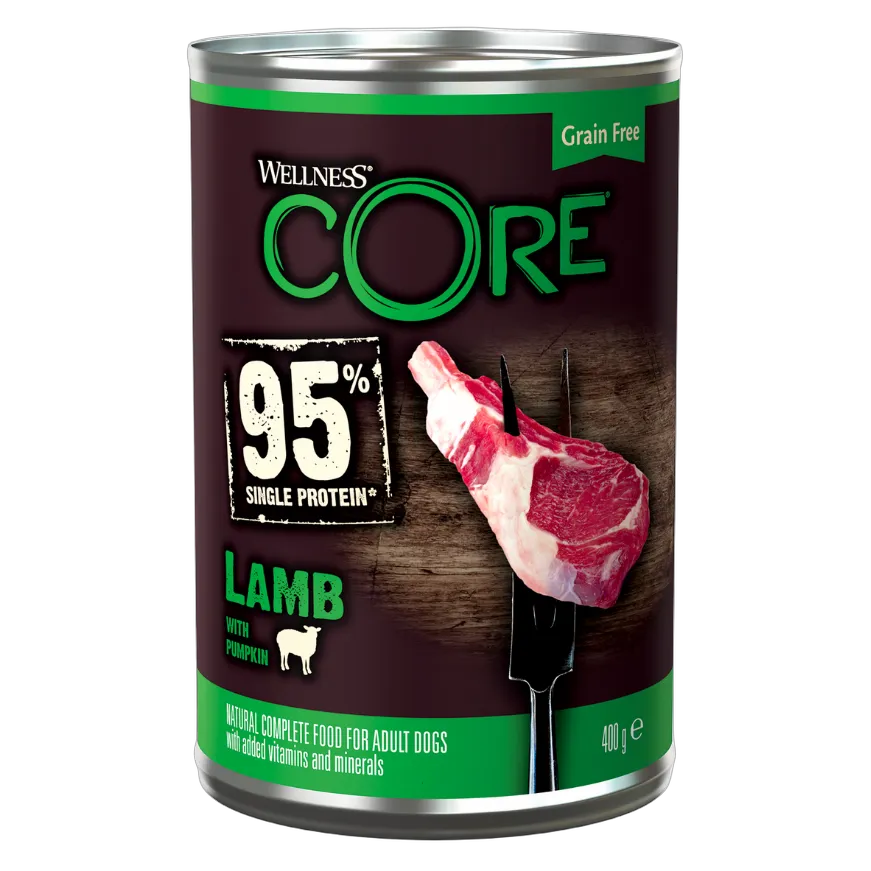 Wellness Core Wet Food 95% Single Protein Lamb with Pumpkin for Dogs 400g