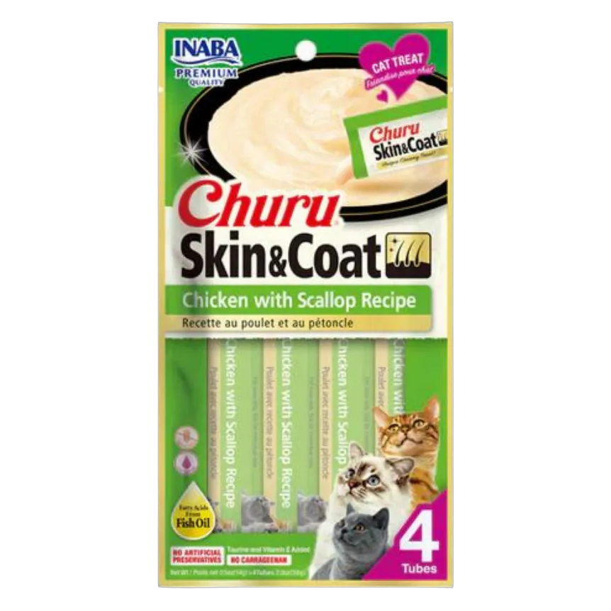 INABA Churu Skin&Coat Chicken with Scallop 4x14g