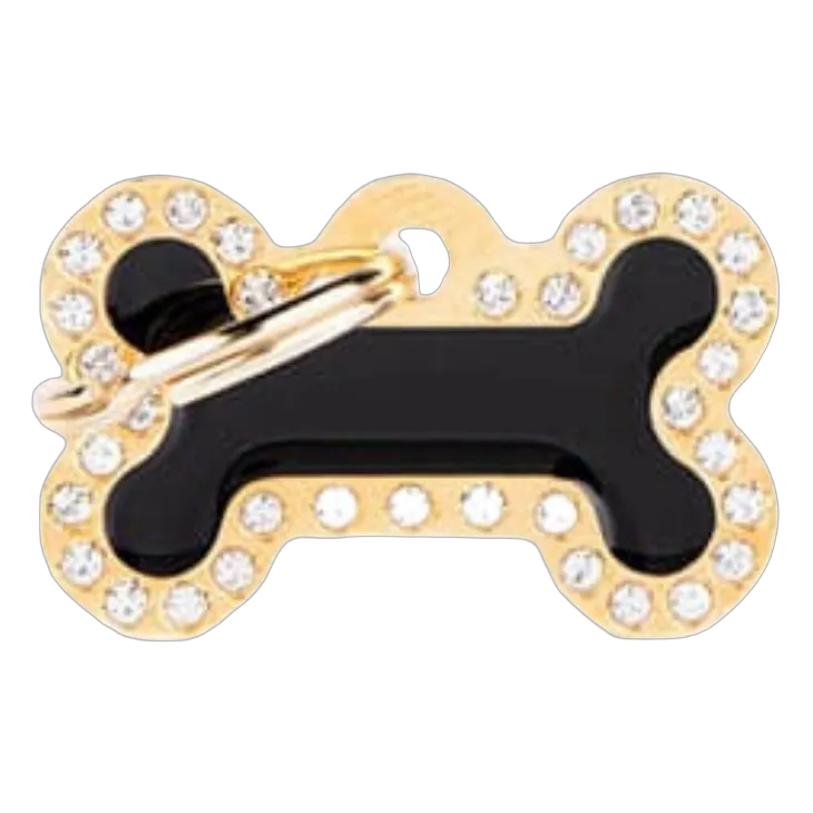 MF Tags SMALL GLAM BLACK BONE golden